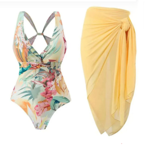 Mango premium printed padded bodysuit with printed sarong