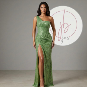 Emerald Sequin One-Shoulder Dress